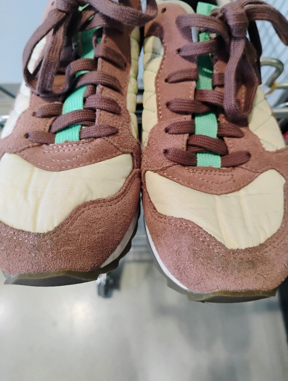Merrell Maroonish Cream and Green Hiking Sneakers Sz 7